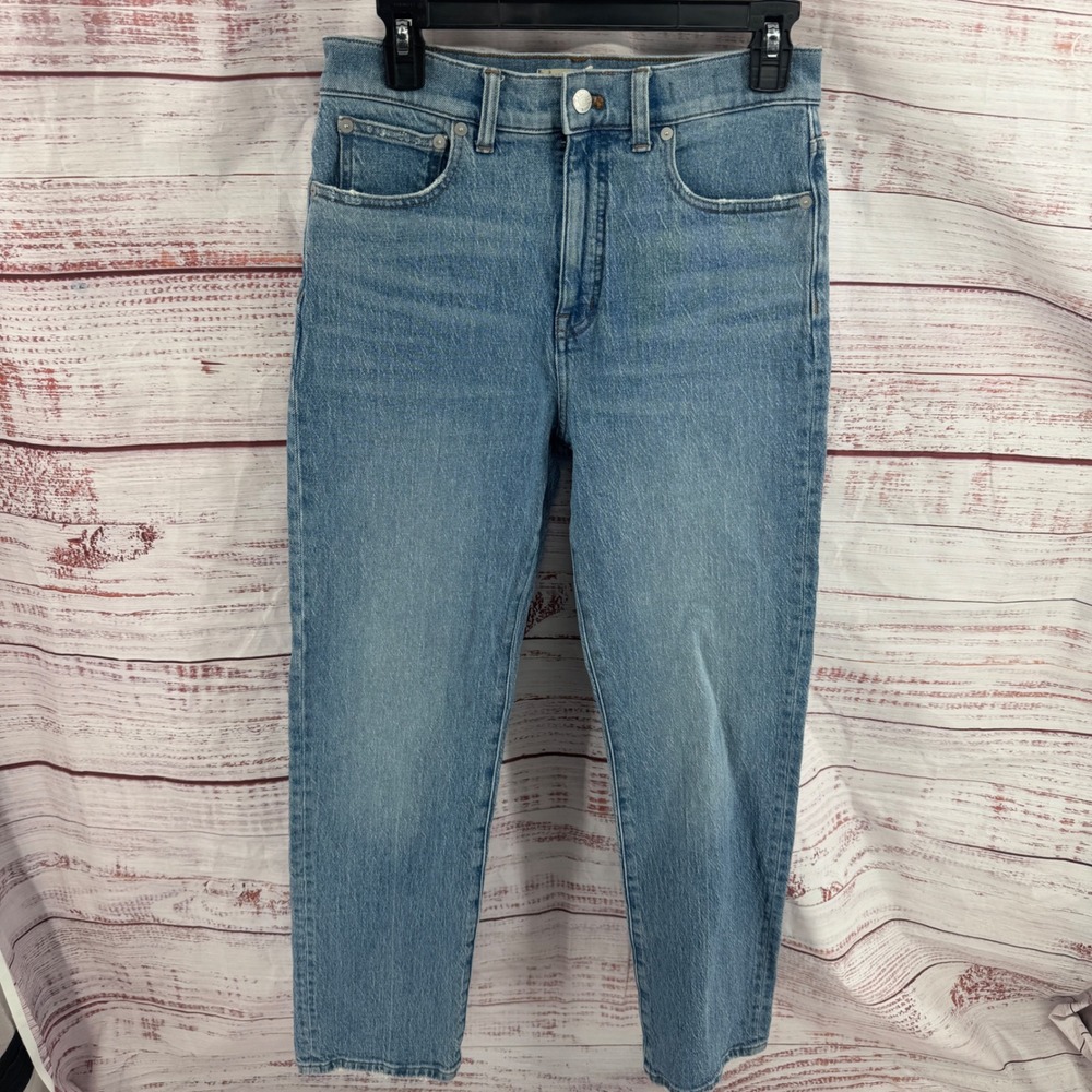 Madewell 90s Straight Leg Jeans Womens Size 27 Light Indigo Wash High Rise Denim